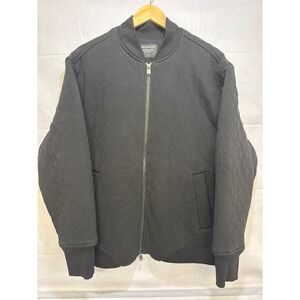 Athleta Mens Retroplush Quilted Bomber Full Zip Jacket Black Long Sleeve Large‎